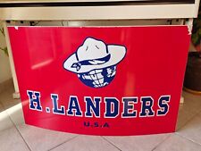 H LANDERS sign light neon domed aluminum advertising plate