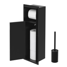Module d'armoire encastré pour brosse WC porte-papier 200x600mm en acier noir