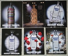ABSOLUT VODKA x6 italian Ads Pub Pages Collection Pack Magazines 