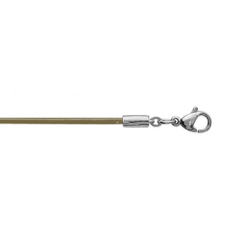 Cordon cuir 45cm - -, kaki