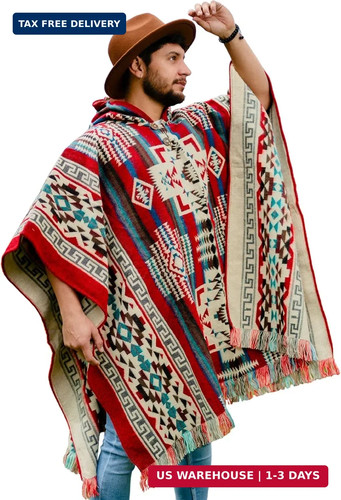 Poncho men alpaca wool - poncho,