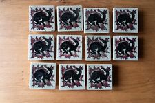 Lot of 11 Antique Tiles Gien François 1st Salamander Spitting Fire Crown