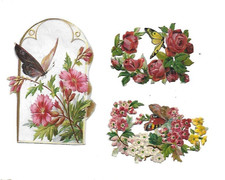 3 Chromos anciens découpis