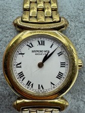 Vintage Ladies RAYMOND WEIL Geneve Gold Tone Quartz Watch New Battery