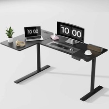 Bureau debout électrique en forme de L, table de jeu silencieuse pour PC avec pr