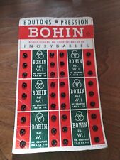  Antique haberdashery card cardboard snap button BOHIN 