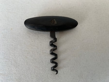old small corkscrew, horn handle, flat steel spin