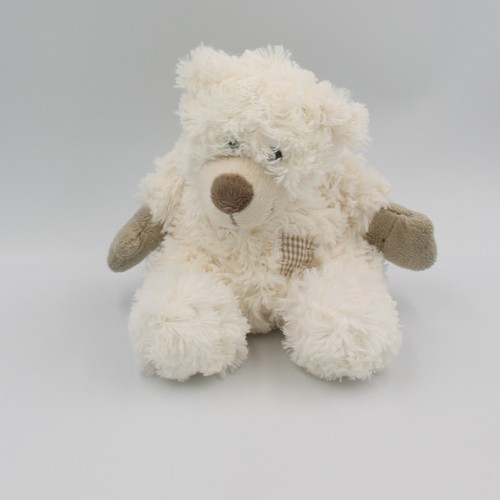 Doudou ours blanc beige - , vichy