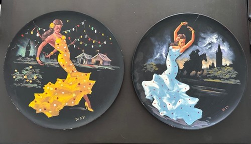 Duo assiettes bois peint - bois,