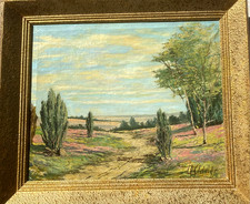 grand Tableau ancien,huile sur toile. 40X50 cm  Encadré 60,5 X 51