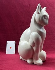 CAT KATZE CHAT LEMANCEAU SCULPTURE STATUE OBJETS ANIMAL CRAQUELE ART DECO 1930