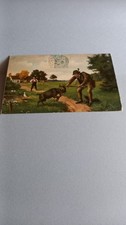 Old postcard hunting. GOAT AND DOG HUNTER