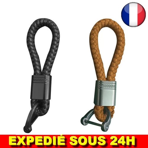 Porte clés cuir tissé - ✅porte,