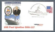 GREYTCOVERS NAVAL COVER USS PAUL IGNATIUS DDG-117 COMMISSIONING 27 JULY 2019 