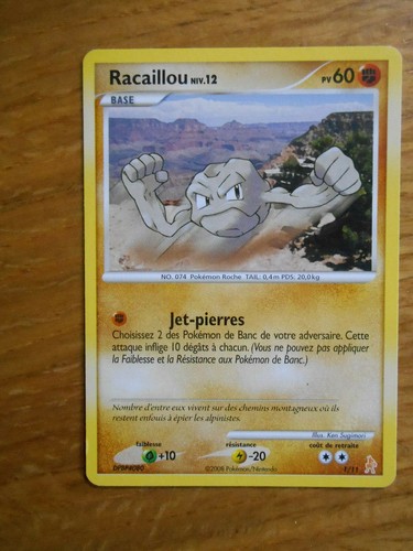 Carte pokémon racaillou pv - carte,