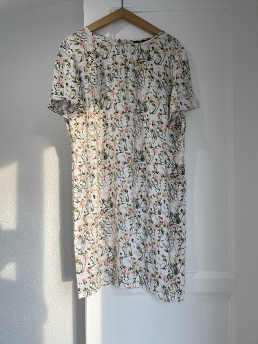 Robe blanche fleurie manches - robe,