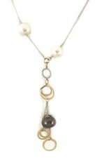Collana C. Perle Diamond 18k Two Tone Gold Fancy Dangle Pendant Necklace