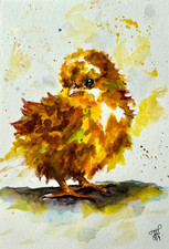 Art aquarelle original poussin