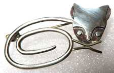 VINTAGE STUNNING STERLING SILVER KITY CAT PIN BROOCH ~ SIGNED