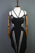 MARITHE FRANCOIS GIRBAUD Black Geometric Strapless Blouse Slip Dress Size 4