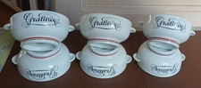 LOBJOY SERVICE BISTROT - 6 BOLS A BOUILLON "GRATINEE" Porcelaine d'Auteuil