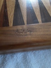 Vintage Rosewood & Teak Game Table Chess Backgammon W Pieces