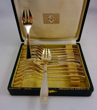Alfénide/Christofle Saïgon, 12 fourchettes à huitre