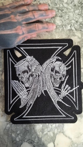 Patch biker rock metal croix - patch,