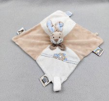 Doudou plat lapin beige bleu