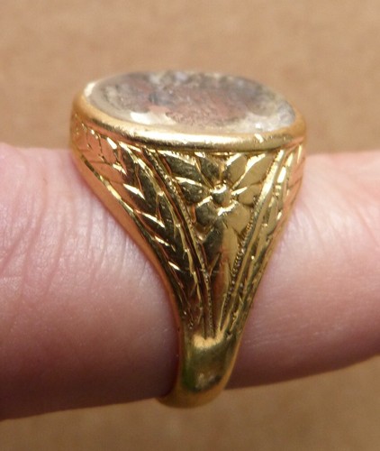 Bague chevalière citrine - or,