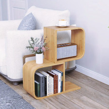 Table d’appoint en bois courbé – Design scandinave – Étagère de salon originale.