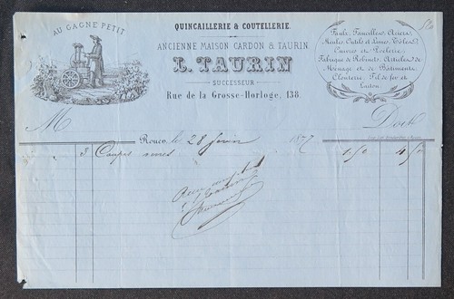 Billhead facture 1877 rouen - billhead,
