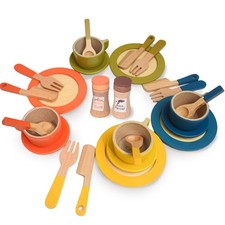 Kitchen utensil child tableware toy set of 26 wooden kitchen dishes p...