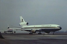 Original 35mm colour slide of Mexicana DC-10-15 N10045 at LAX in 1981