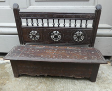 Breton toy bench chest Breton reduction wood carved early 20th century 34X10X26c