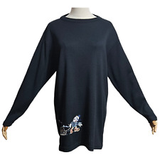 DONALDSON VTG Black Knitted  Sweater Tunic Wool Blend with Patch Mickey & Minnie