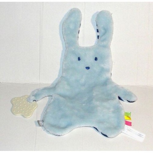 Doudou lapin plat bleu oxybul - plat,