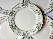 Faïence XIX ème U&C Sarreguemines 8 Assiettes Plates Palmyre (diamètre 23,5 cm)