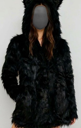Manteau fausse fourrure noire - manteau,