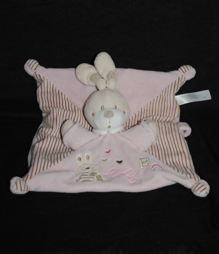 Doudou plat lapin - lapin, rose