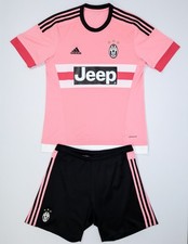 JUVENTUS FC 2015-16 AWAY KIT SHIRT & SHORTS - ENSEMBLE ADIDAS VINTAGE CALCIO