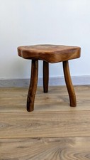 Brutalist Solid Elm Tripod Stool