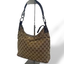 Gucci Canvas Shoulder Bag Auth Brown Women Italy 124129