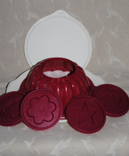 🌟TUPPERWARE Moule à Charlotte Complet Plat Couvercle Fond 7 Pièces Ø 20 cm Rose