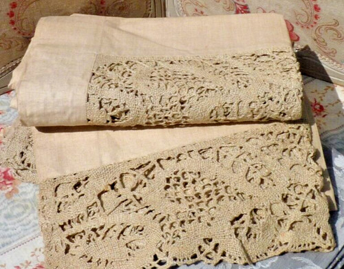 Ancien rideau drap lin - rideau, en