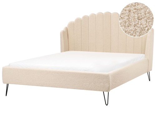 Lit double bouclé 160 - lit, en