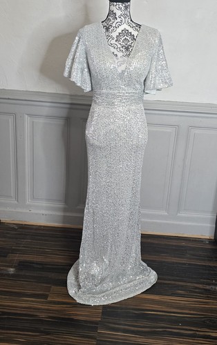 Robe longue argentée - , à