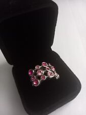 DYBERG KERN 2 tone  Pink Sparkly Costume Ring Size O. Silver Tone Gift Festival