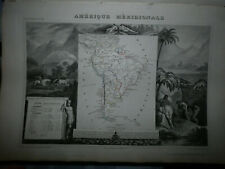  1854 ILLUSTRIOUS NATIONAL ATLAS MAP LEVASSEUR DEPARTMENT South America