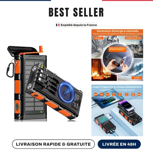 Batterie externe solaire 26800 - batterie,